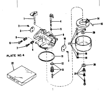 Carburetor No.28627 Diagram and Parts List for 14343300  Craftsman Engine
