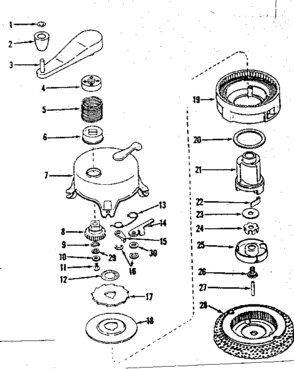 Ratchet Self Starter No. 29750 Diagram and Parts List for 143105021  Craftsman Engine