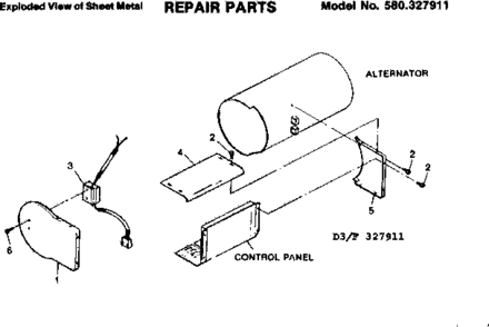 Sheet Metal Diagram and Parts List for 580327911  Craftsman Engine