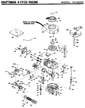 4-cycle Engine Diagram and Parts List for 143424332  Craftsman Engine
