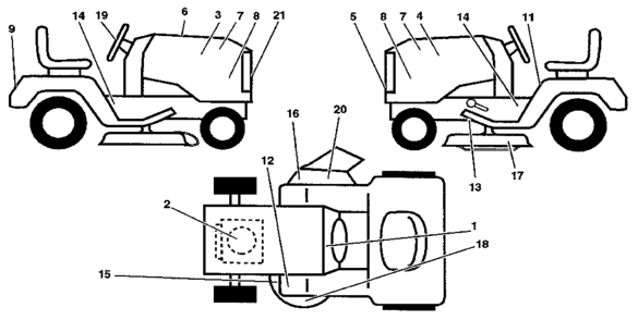 Decals Diagram and Parts List for 917255572  Craftsman Lawn Tractor