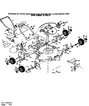 Replacement Parts Diagram and Parts List for 131903510  Craftsman Lawn Mower