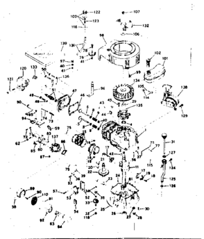 Basic Engine Diagram and Parts List for 143197062  Craftsman Engine