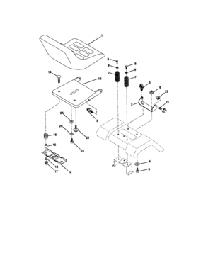 Seat Assembly Diagram and Parts List for 917272051  Craftsman Lawn Tractor