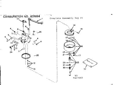 Carburetor Diagram and Parts List for 143647062  Craftsman Engine