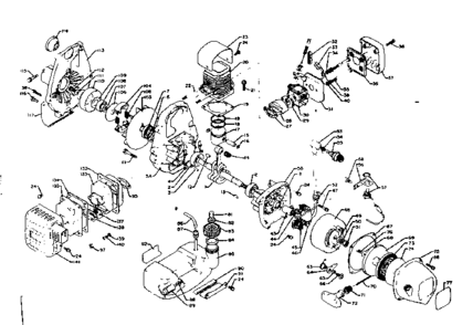 Power Head, Fuel Tank, Recoil Starter And Clutch Diagram and Parts List for 271281512  Craftsman Trimmer