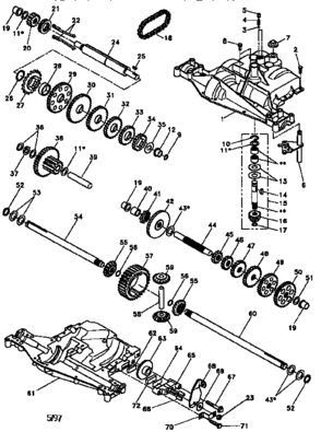 Dana Transaxle D4360-79 Diagram and Parts List for 917D4360-79  Craftsman Lawn Tractor