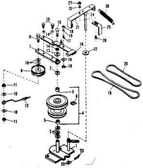Pulley Assembly Diagram and Parts List for 842240681  Craftsman Snow Blower