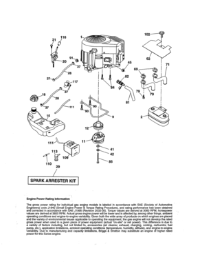 Engine Diagram and Parts List for 917204090  Craftsman Lawn Tractor