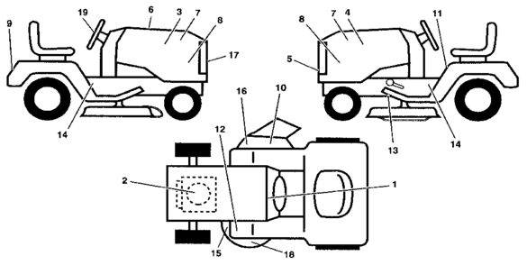 Decals Diagram and Parts List for 917255575  Craftsman Lawn Tractor