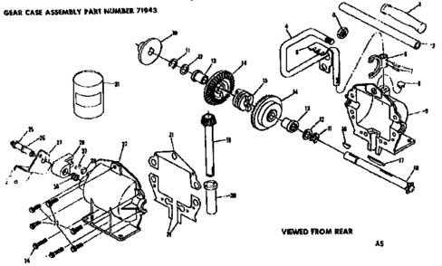 Gear Case Assembly Diagram and Parts List for 13171943  Craftsman Lawn Tractor