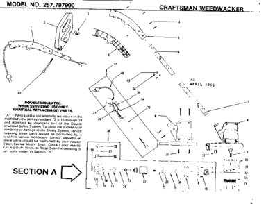 Replacement Parts Diagram and Parts List for 257797900  Craftsman Trimmer