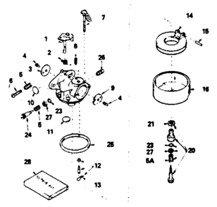 Carburetor No. 632334 Diagram and Parts List for 143796022  Craftsman Engine