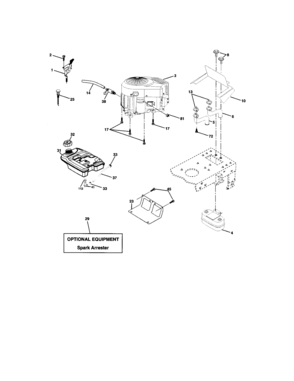 Engine Diagram and Parts List for 917273621  Craftsman Lawn Tractor