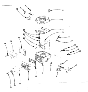 Carburetor Parts Group Diagram and Parts List for 739BF-MS2833E  Craftsman Engine