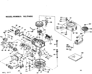 Replacement Parts Diagram and Parts List for 143274692  Craftsman Engine