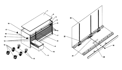 Tool Chest Diagram and Parts List for 706824413  Craftsman Tool Stand & Cart