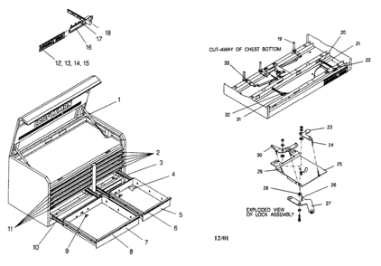 Tool Chest Diagram and Parts List for 706654751  Craftsman Tool Stand & Cart