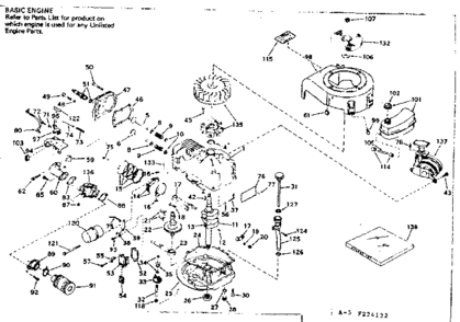 Basic Engine Diagram and Parts List for 143224132  Craftsman Engine