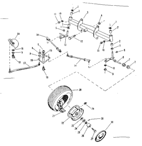 Front Axle Assembly Diagram and Parts List for 91725510B  Craftsman Lawn Tractor