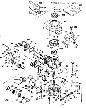 Basic Engine Diagram and Parts List for 143153022  Craftsman Engine