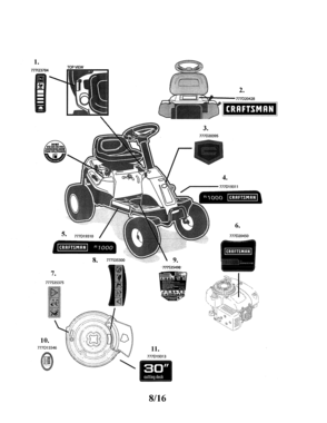 Decals Diagram and Parts List for 247290004  Craftsman Engine