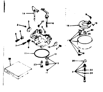Carburetor Diagram and Parts List for 143642012  Craftsman Engine