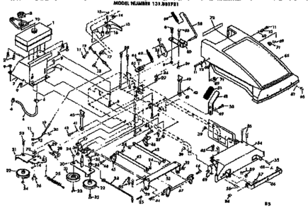 Shroud And Fuel Tank Assembly Diagram and Parts List for 131881721  Craftsman Lawn Mower