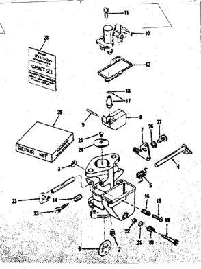 Carburetor Diagram and Parts List for 14358251  Craftsman Engine
