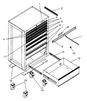 Part Location Diagram of A14548A8-EBE Craftsman Tool chest drawer