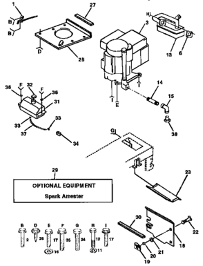 Engine Diagram and Parts List for 917257570  Craftsman Lawn Tractor