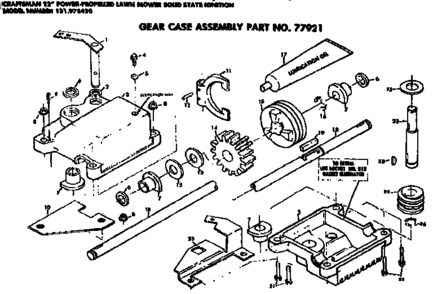 Gear Case Assembly Diagram and Parts List for 131978420  Craftsman Lawn Mower
