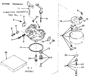 Carburetor Diagram and Parts List for 143622012  Craftsman Engine