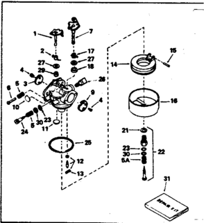 Carburetor No. 632241 Diagram and Parts List for 143356192  Craftsman Engine