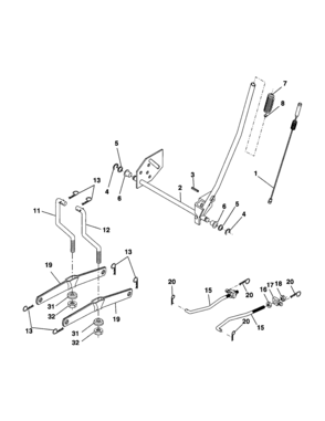 Mower Lift Diagram and Parts List for 917277442  Craftsman Lawn Tractor
