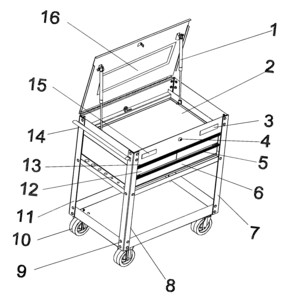 Toolbox Diagram and Parts List for 706597400  Craftsman Tool Stand & Cart