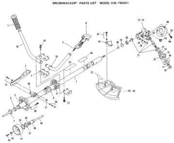 Handle Assembly Diagram and Parts List for 636796251  Craftsman Trimmer