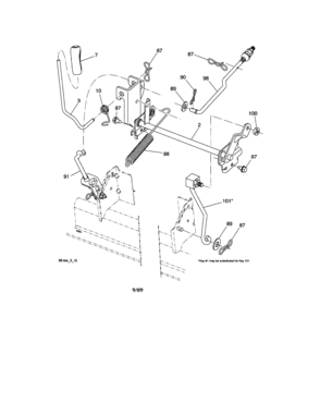 Lift Diagram and Parts List for 917287242  Craftsman Lawn Tractor