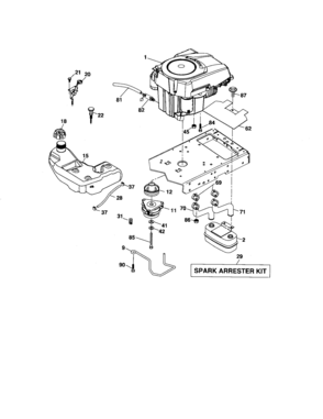Engine Diagram and Parts List for 917276922  Craftsman Lawn Tractor