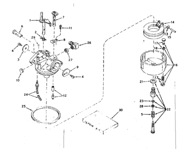 Carburetor Diagram and Parts List for 143171272  Craftsman Engine