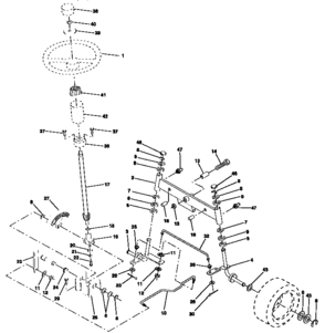 Steering Assembly Diagram and Parts List for 917257592  Craftsman Lawn Tractor