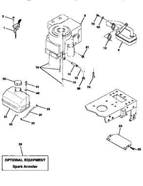 Engine Diagram and Parts List for 917258503  Craftsman Lawn Tractor