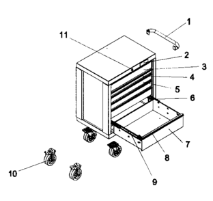 Toolbox Diagram and Parts List for 706596330  Craftsman Tool Stand & Cart