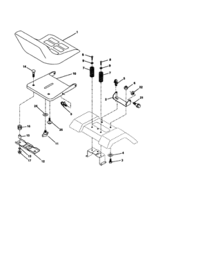 Seat Assembly Diagram and Parts List for 917273380  Craftsman Lawn Tractor