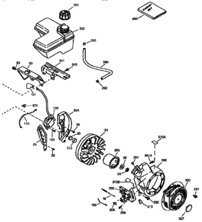 Fuel Tank And Flywheel Assembly Diagram and Parts List for 143985001  Craftsman Engine