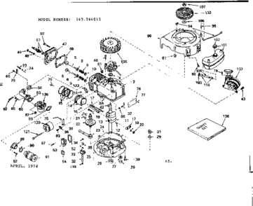 Replacement Parts Diagram and Parts List for 143244012  Craftsman Engine