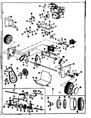 Chassis Assembly Diagram and Parts List for 53682564  Craftsman Snow Blower