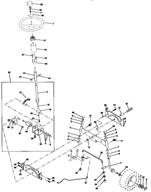 Steering Assembly Diagram and Parts List for 917258512  Craftsman Lawn Tractor