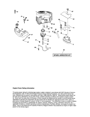 Engine Diagram and Parts List for 917287301  Craftsman Lawn Tractor