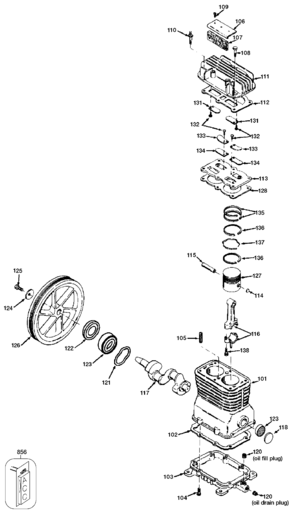 PUMP Diagram and Parts List for 919-18419 1 Craftsman Compressor